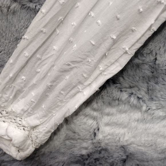 Free People Every Day Girl Shirt Women's XS White Lace Swiss Dot 90s Y2K - Picture 4 of 11